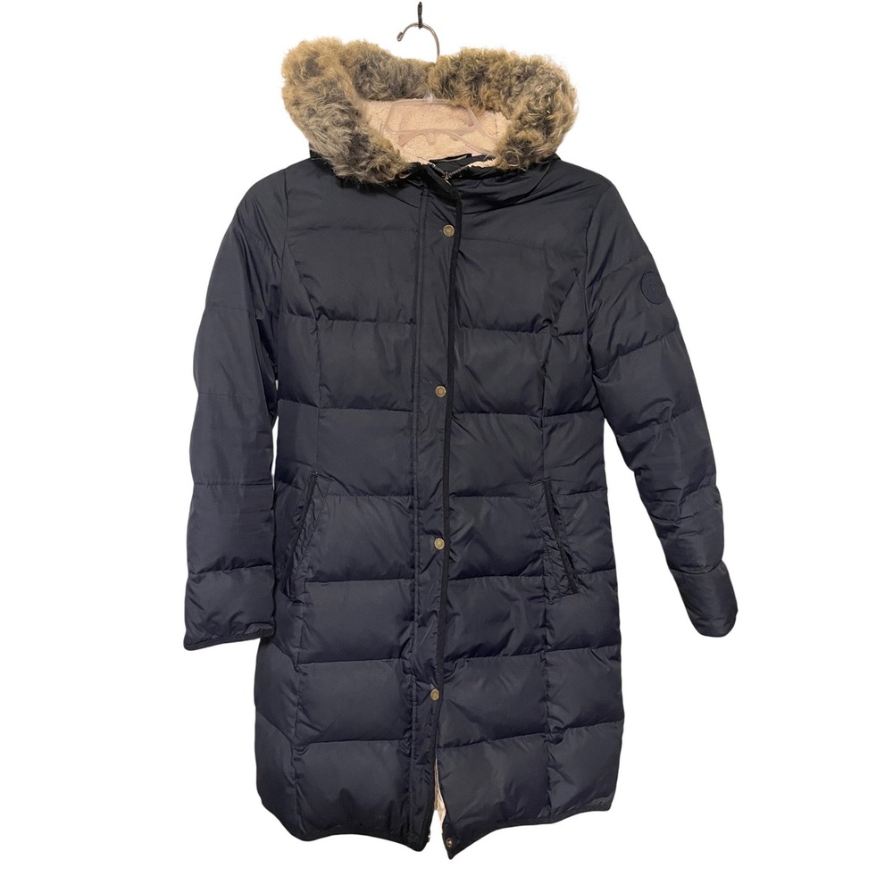 LRL Ralph Lauren Women's Down Coat Puffer Jacket Warm Hood Winter Parka Blue S